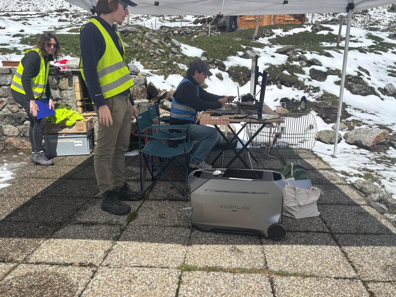 Ground station and support equipment set up at a launch site